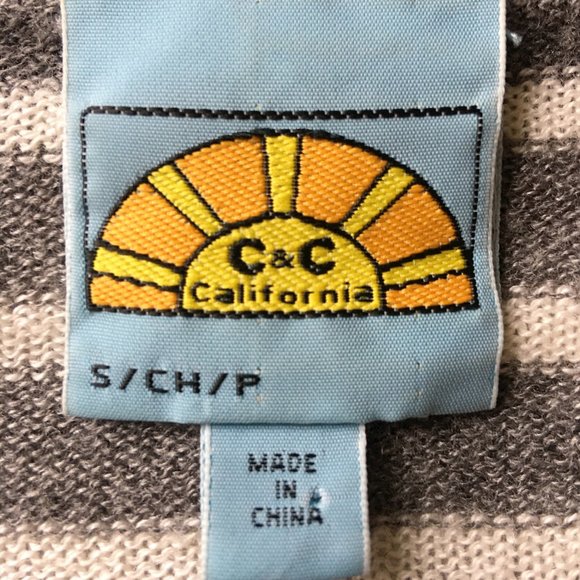 C&C California Cashmere & Wool Blend Gray & Cream Striped Sweater, size S - Picture 4 of 5